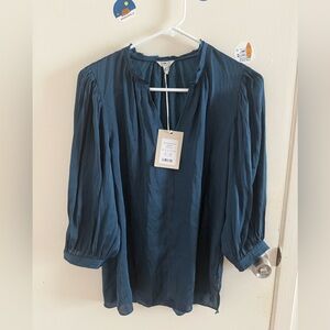 NWT Jigsaw Deep Blue Blouse with 3/4 Sleeves